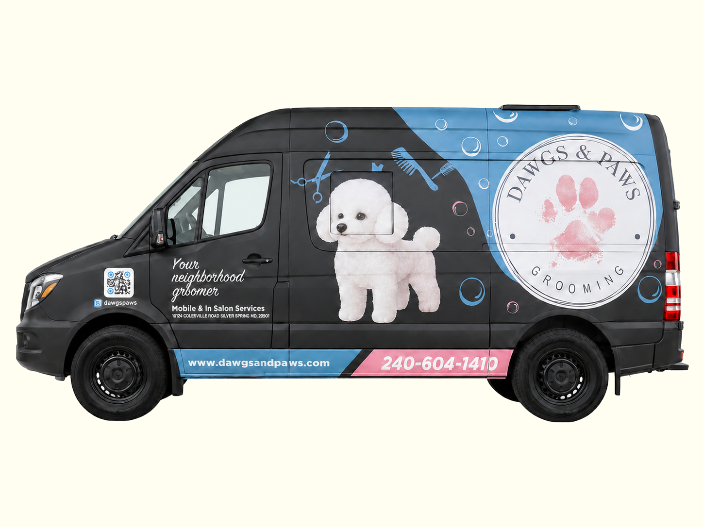 The Dawgs & Paws mobile grooming van